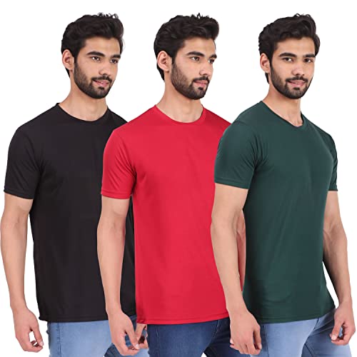 Review London Hills Solid Men Round Neck Sports T-Shirt Pack of 3