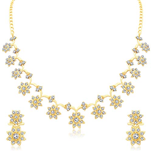 Review Sukkhi Sparkling Gold Plated Wedding Jewellery Austrian Diamond Set of 4 Necklace Combo for Women (SKR48715)