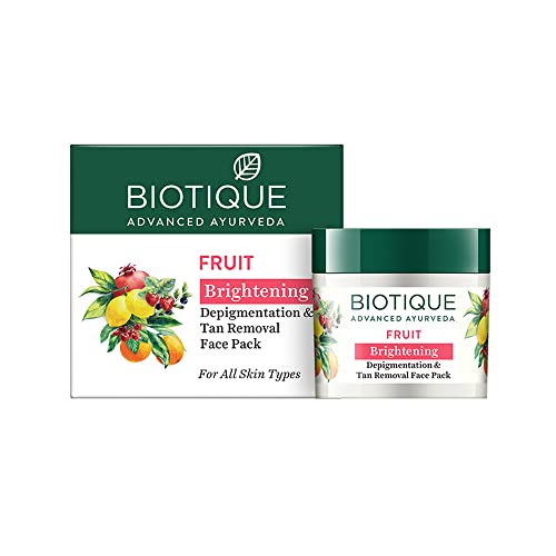 Review Biotique Fruit Brightening Depigmentation & Tan Removal Face Pack For All Skin Types, 75gm