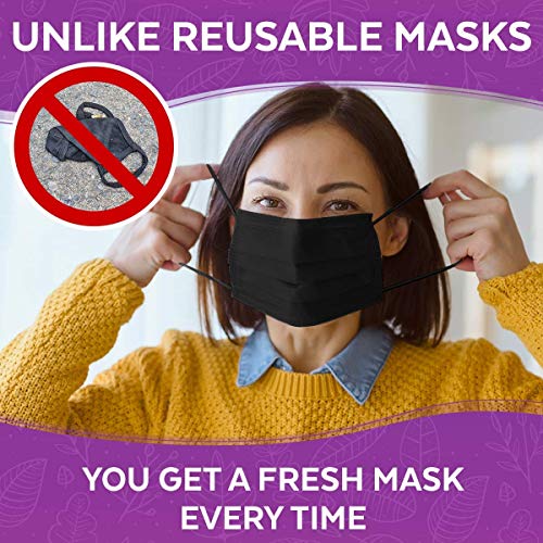 Review ProQ Black Mask | Mask Pack of 100 | Black Surgical Mask | Black Mask For Men & Women | 3ply Mask With Nose, Nonwoven Fabric, Disposable mask , Without valve