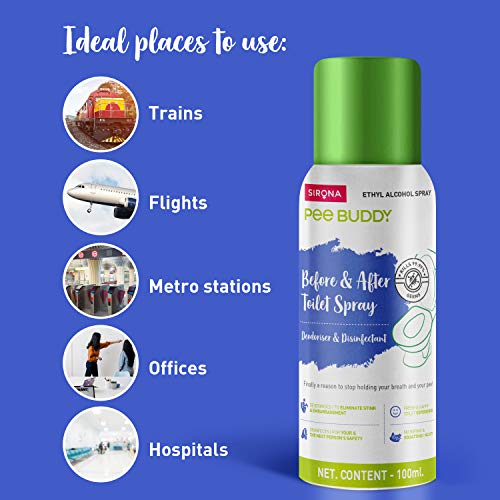 Review PEE BUDDY Toilet Seat Sanitizer Spray - 100 ml | Odour and Germs Eliminating Toilet Spray | Before & After Toilet Seat Sanitiser, Disinfectant & Deodoriser | Vanilla Fragrance | Kills 99.9% Germs