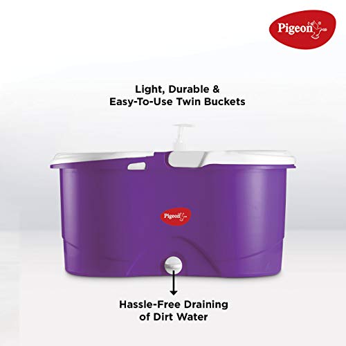 Review Pigeon Enjoy Spin Mop with 360 Degree Rotating PVC Magic Mop Set for Wet and Dry Floor/Wall (Lavender, 2 refills), large (12458-L)