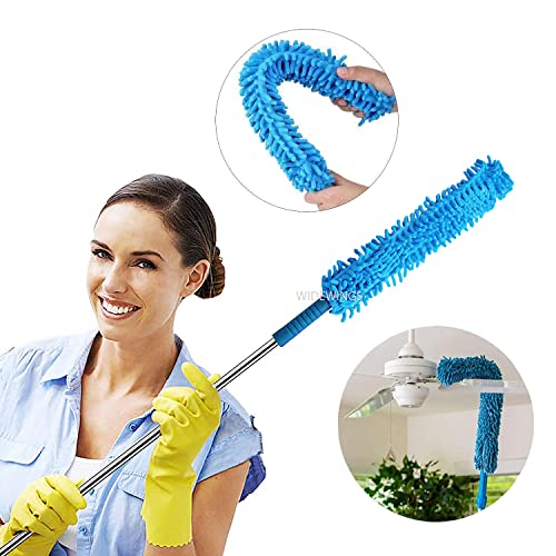 Review WIDEWINGS Foldable Microfiber Fan Cleaning Duster Flexible Fan mop Cleaning Brush with Stainless Steel Long Rod for Quick and Easy Cleaning of Home, Ceiling, and Fan Dusting Office Fan