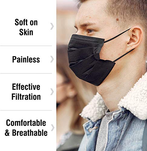 Review ProQ Black Mask | Mask Pack of 100 | Black Surgical Mask | Black Mask For Men & Women | 3ply Mask With Nose, Nonwoven Fabric, Disposable mask , Without valve