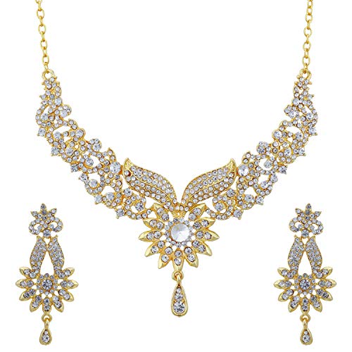 Review Sukkhi Dazzling Gold Plated Wedding Jewellery Austrian Diamond Choker Necklace Set Combo For Women (413CB1900)