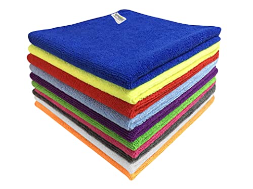 Review SOFTSPUN Microfiber Cloth - 10 pcs - 40x40 cms - 340 GSM Multi-Color - Thick Lint & Streak-Free Multipurpose Cloths - Automotive Microfibre Towels for Car Bike Cleaning Polishing Washing & Detailing