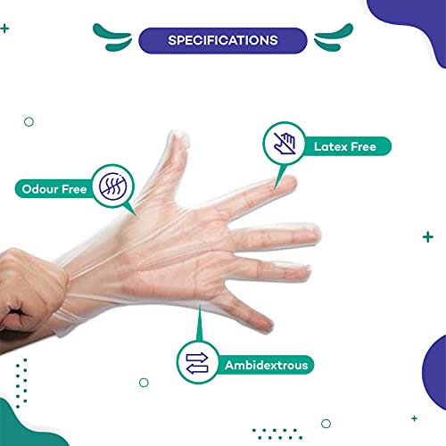 Review CARE VIEW Anti Bacterial Disposable Poly Transparent Hand Gloves, Pack of 1000, Universal Size