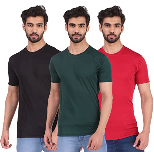 Review London Hills Solid Men Round Neck Sports T-Shirt Pack of 3