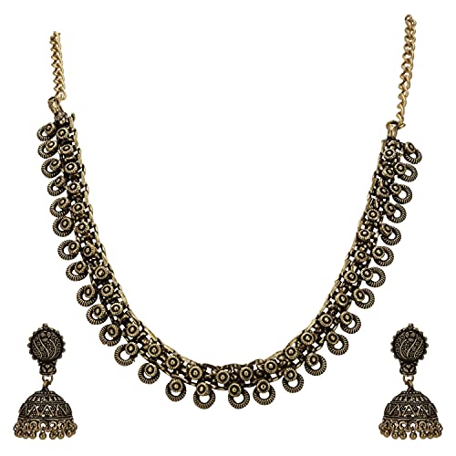 Review Sasitrends Oxidized German Silver Necklace with Earring for Women and Girls