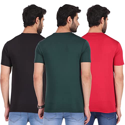 Review London Hills Solid Men Round Neck Sports T-Shirt Pack of 3