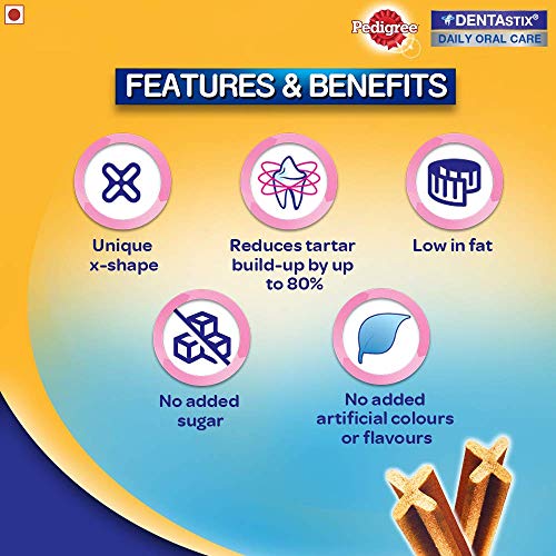 Review Pedigree Dentastix Large Breed (25 kg+) Oral Care Dog Treat, 1.08kg Monthly Pack (28 Chew Sticks)