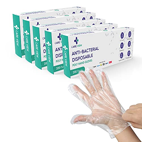 Review CARE VIEW Anti Bacterial Disposable Poly Transparent Hand Gloves, Pack of 1000, Universal Size