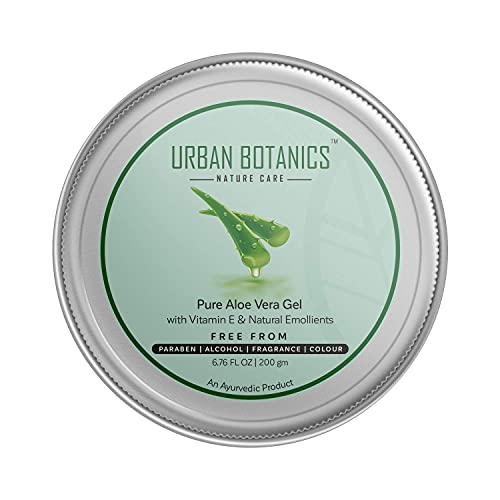 Review UrbanBotanics® Pure Aloe Vera Skin/Hair Gel With Vitamin E & Natural Emollients (Paraben Free), 200g