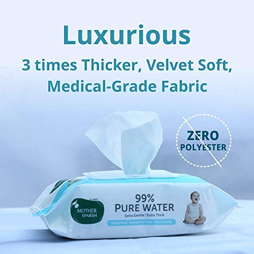 Review Mother Sparsh 99% Pure Water (Unscented) Baby Wipes (72 Unscented Baby Wipes) - Super Thick Fabric