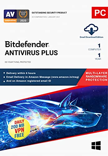 Review Bitdefender - 1 Computer,1 Year - Antivirus Plus | Windows | Latest Version | Email Delivery in 2 Hours- No CD |
