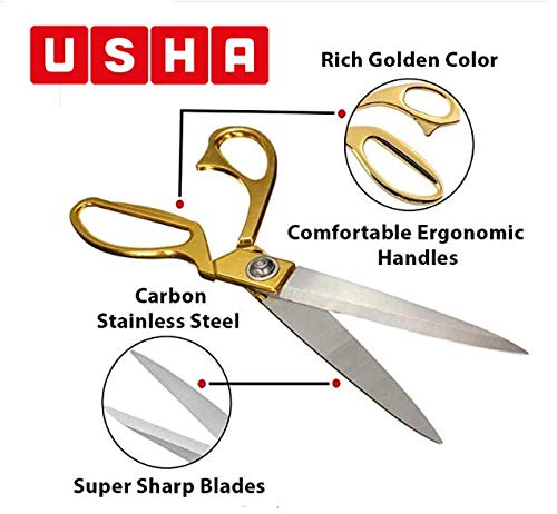 Review Usha Store Stainless-Steel Scissors, Gold and Silver