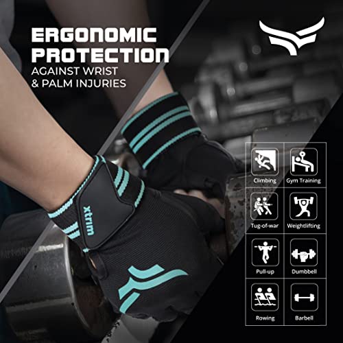 Review XTRIM Macho X Unisex Leather Gym Gloves for Professional Weightlifting, Fitness Training and Workout | with Half-Finger Length, Wrist Wrap for Protection