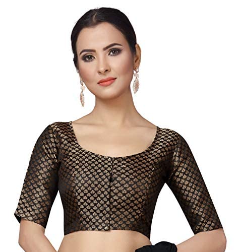 Review STUDIO Shringaar Women's Brocade Elbow Length Sleeves Saree Blouse
