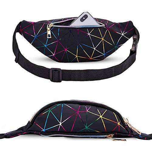 Review Cute Critters Fanny Packs for Women Man Cute Waist Packs Shiny Waist Bum Bag Waterproof for Travel Party Festival Running Hiking (Black)