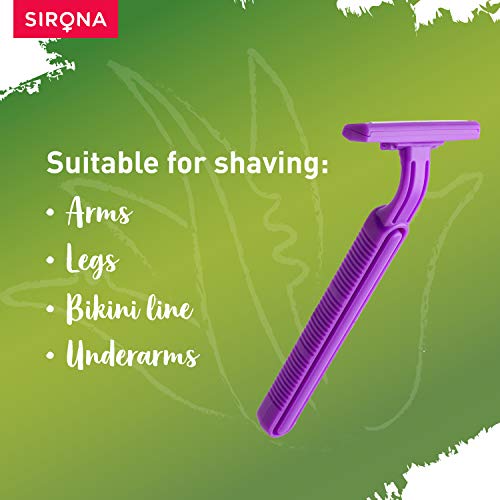 Review Sirona Disposable Hair Removal Razor for Women - 1 Razor | with Aloe Boost for Arms, Legs and Bikini Line - 2 Blade Shaving Women Razor