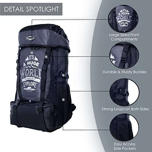 Review POLESTAR Xplore 55 L Hiking/ Trekking/ Camping/ Travelling Rucksack Backpack with rain cover, shoe compartment, water resistant, made with polyester, 1 year warranty