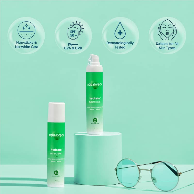 Review Aqualogica Hydrate+ Sunscreen with SPF 50 For UVA/B & Blue Light Protection, Gel, 50G