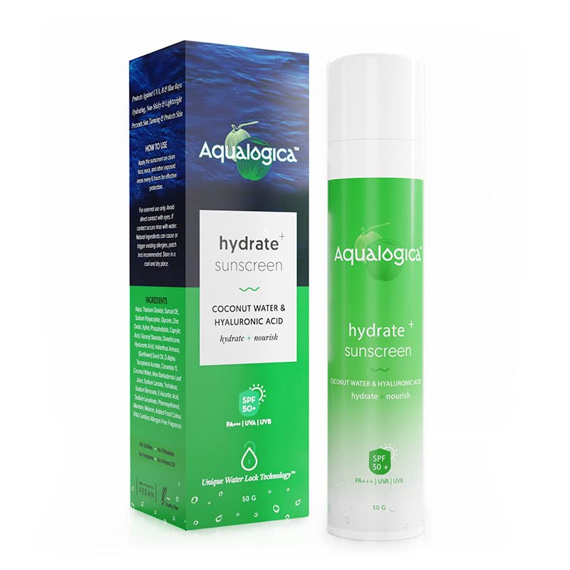 Review Aqualogica Hydrate+ Sunscreen with SPF 50 For UVA/B & Blue Light Protection, Gel, 50G
